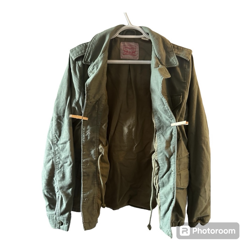 Levi’s utility field cargo military army green cotton jacket large - Picture 8 of 16